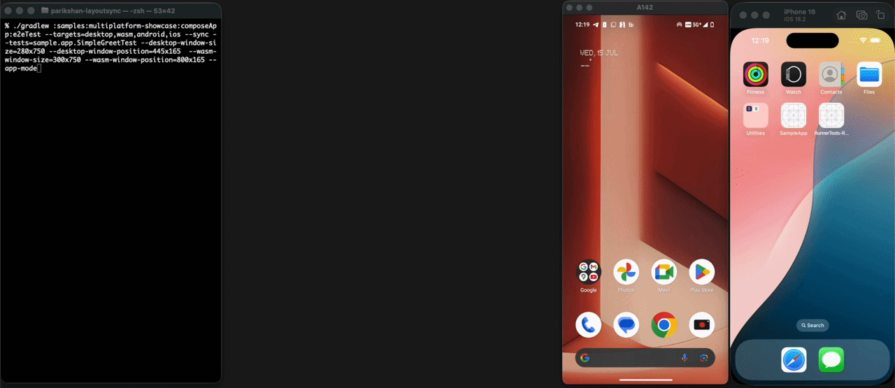 Parikshan running E2E tests across Desktop and Web